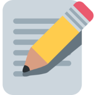 logo for notes site: It looks like a pencil writing notes on paper